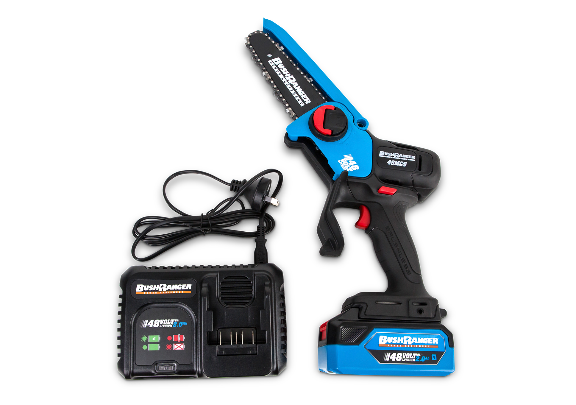bushranger power equipment home garden default title bushranger 48v mini pruning brushless chainsaw kit with 2ah battery and single port charger 26614080471140.png